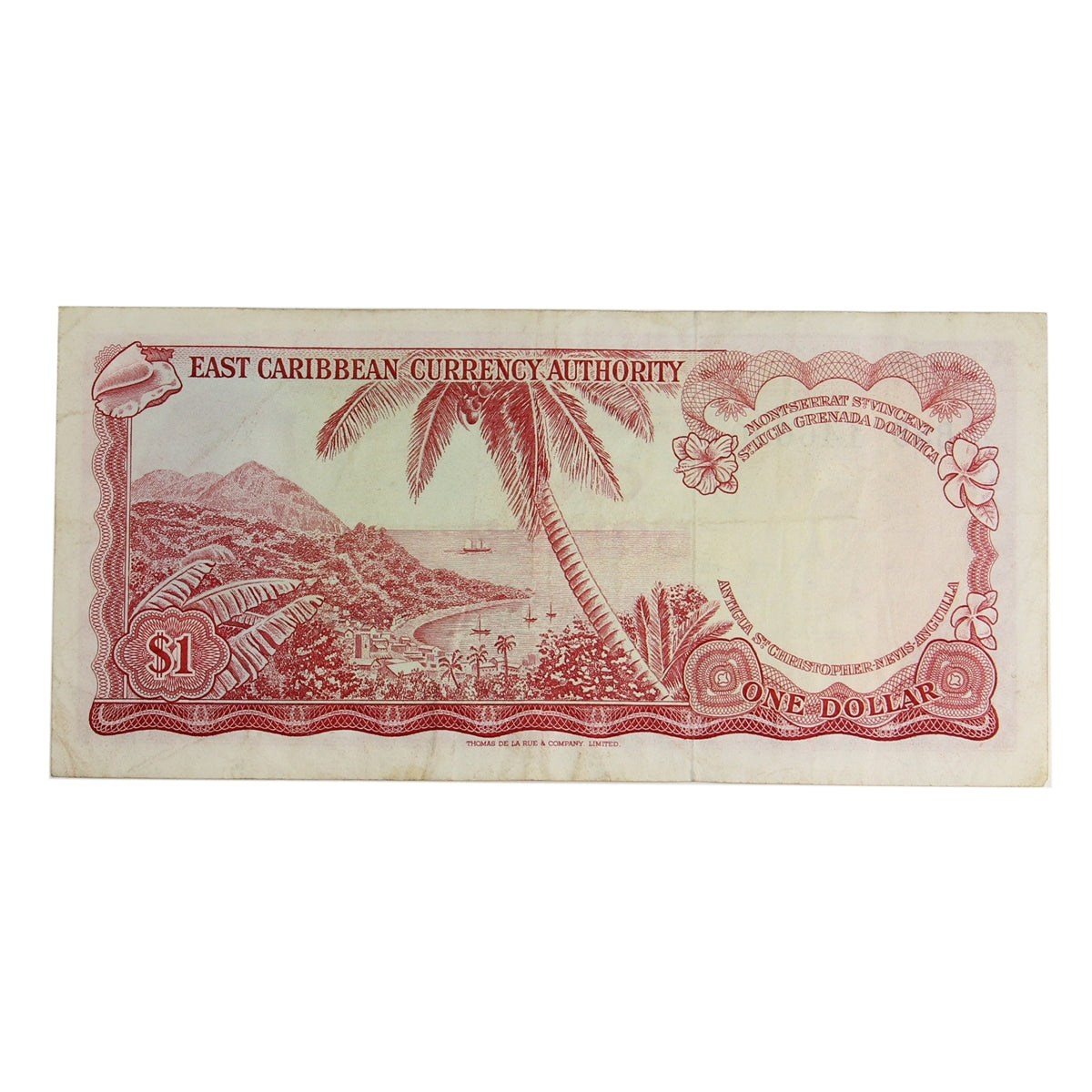 East Caribbean States 1965 $1 Pick #13e, Sign 8, VF (may have tears)