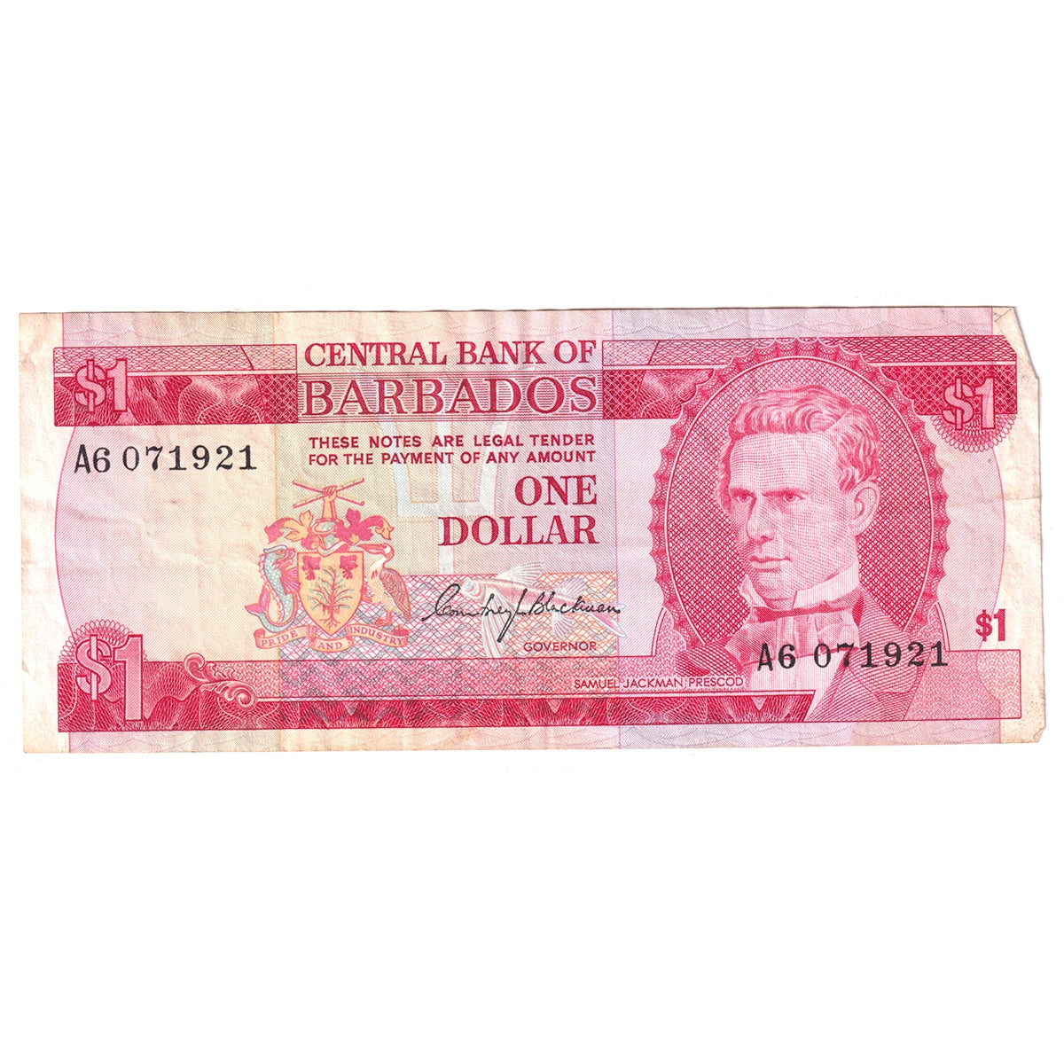 Barbados No Date (1973) 1 Dollar Note, Pick #29a, VF