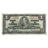 BC-21d 1937 Canada $1 Note, Coyne-Towers, Fine (F-12) Tears, holes, or damaged