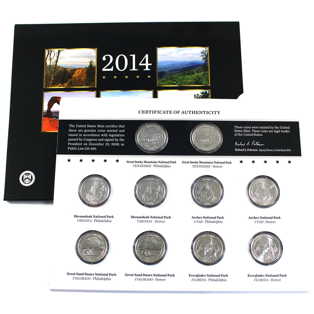 2014 P&D USA America the Beautiful Quarters Uncirculated Set (Light wear on packaging)