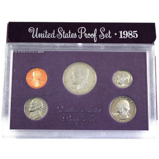 1985 S USA Mint Proof Set (Toning, light wear on case/sleeve)