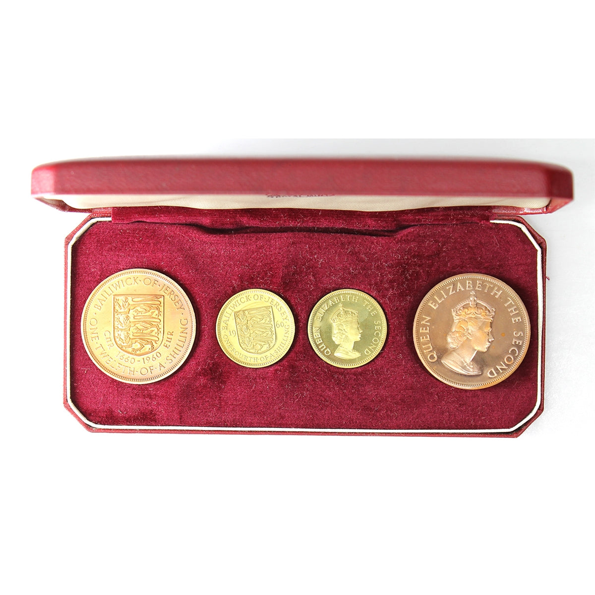 Jersey 1960 4-coin Proof Set in Case: 300th Ann. of King Charles II (Toned/issues)