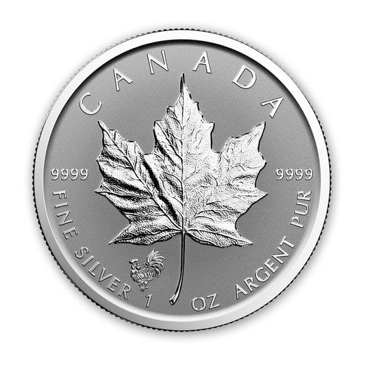 2017 Canada $5 Rooster Privy Reverse Proof .9999 Silver Maple Leaf (No Tax) Coin scratched