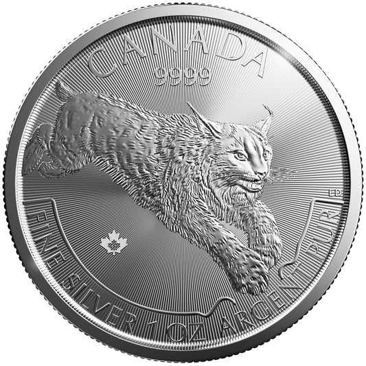 2017 Canada $5 Predator - Lynx 1oz .999 Silver (No Tax) Lightly Toned