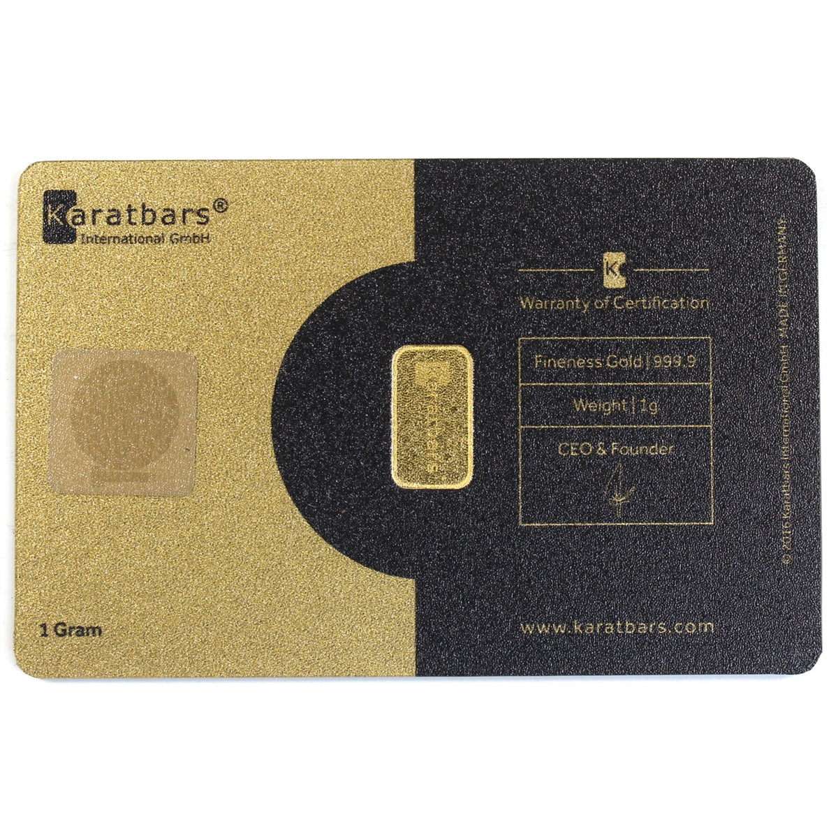 SALE! Karatbars 1 Gram .9999 Gold Bar in Certification Card (No Tax)