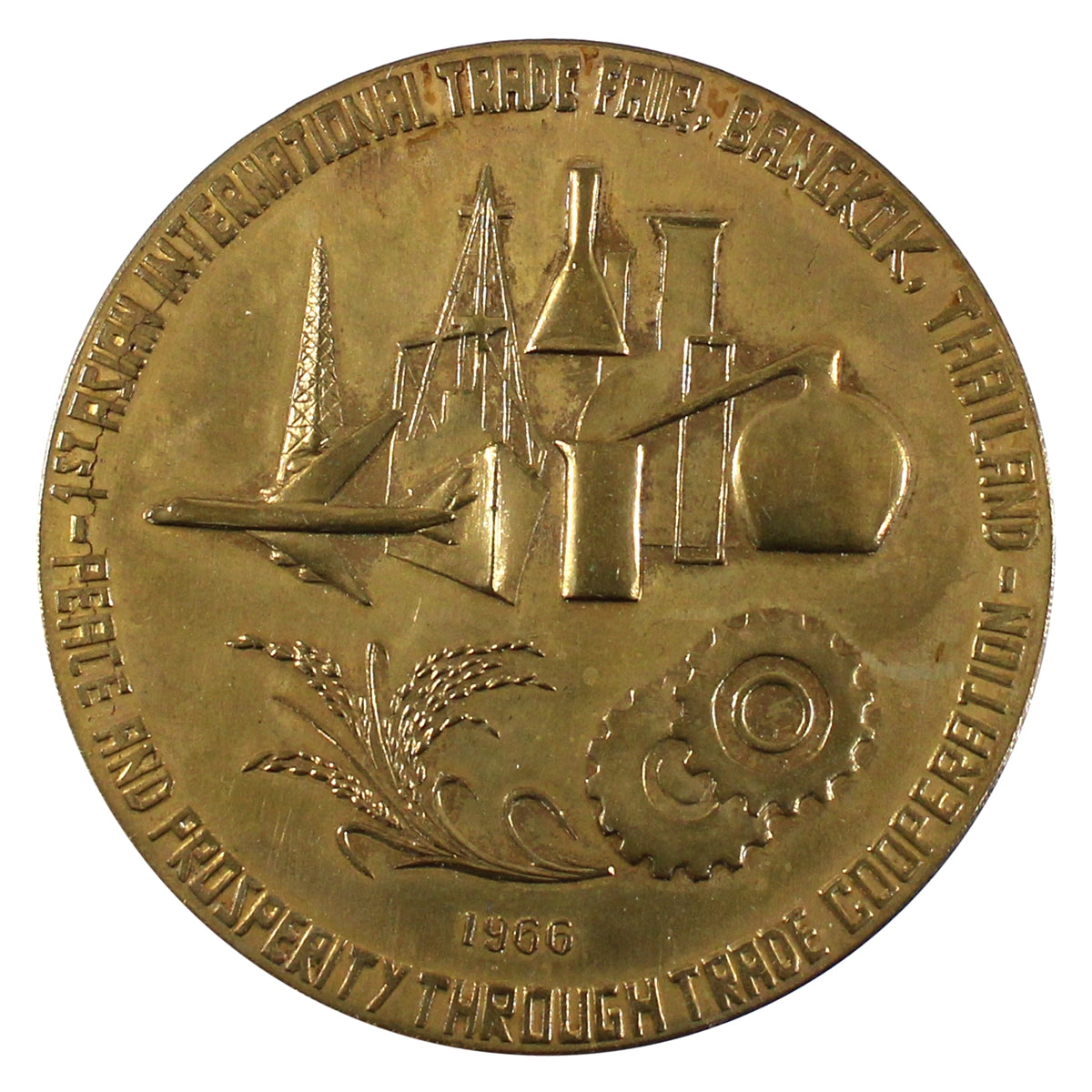 1966 1st Asian International Trade Fair, Bangkok, Thailand, Medal in Case (Corrosion)