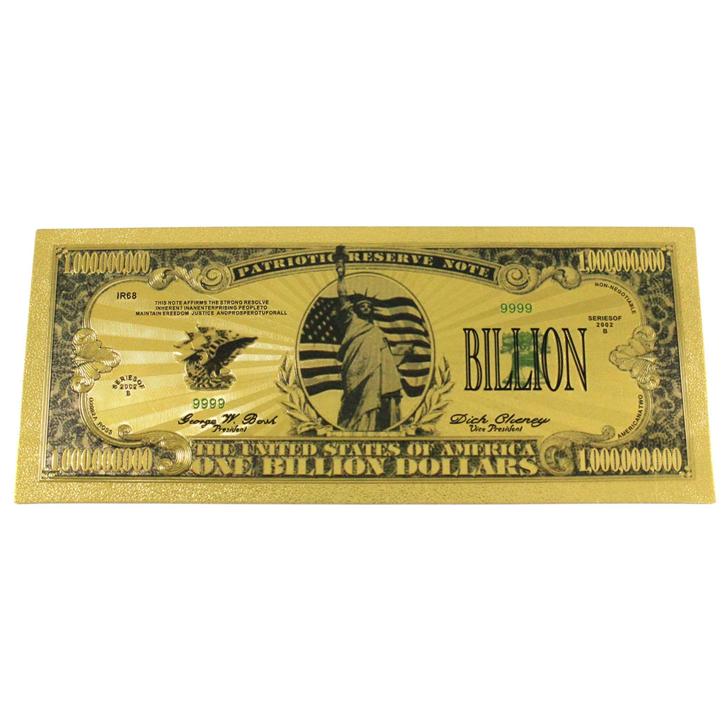 United States One BILLION Dollar Gold-Plated Replica Note