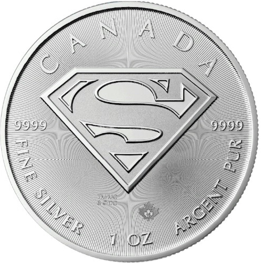 SALE! 2016 Canada $5 Superman Shield 1oz .9999 Fine Silver (Tax Exempt)