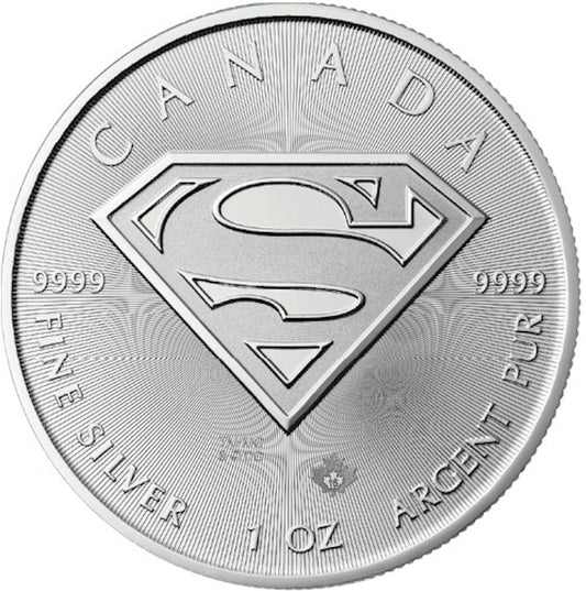 2016 Canada $5 Superman Shield 1oz .9999 Fine Silver (Tax Exempt)