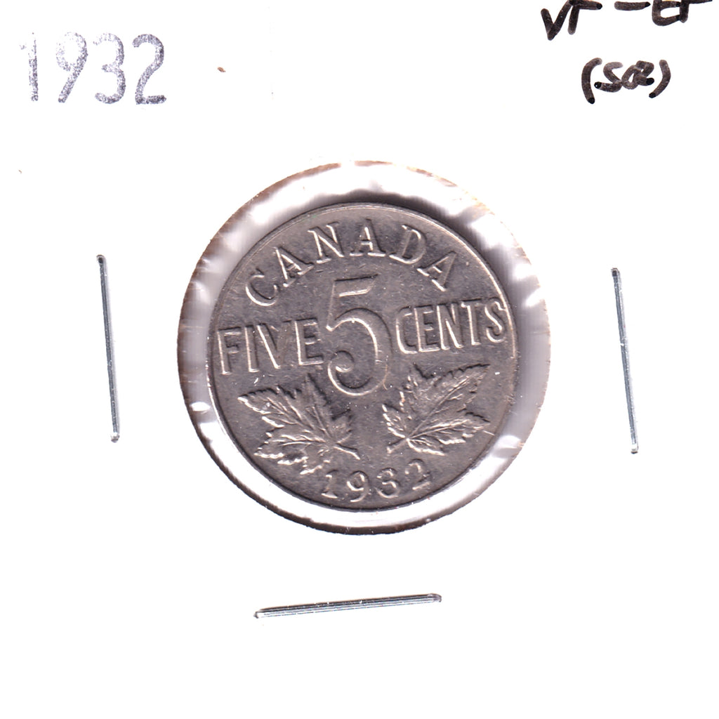 1932 Canada 5-cents VF-EF (VF-30) Scratched, nicks, or impaired