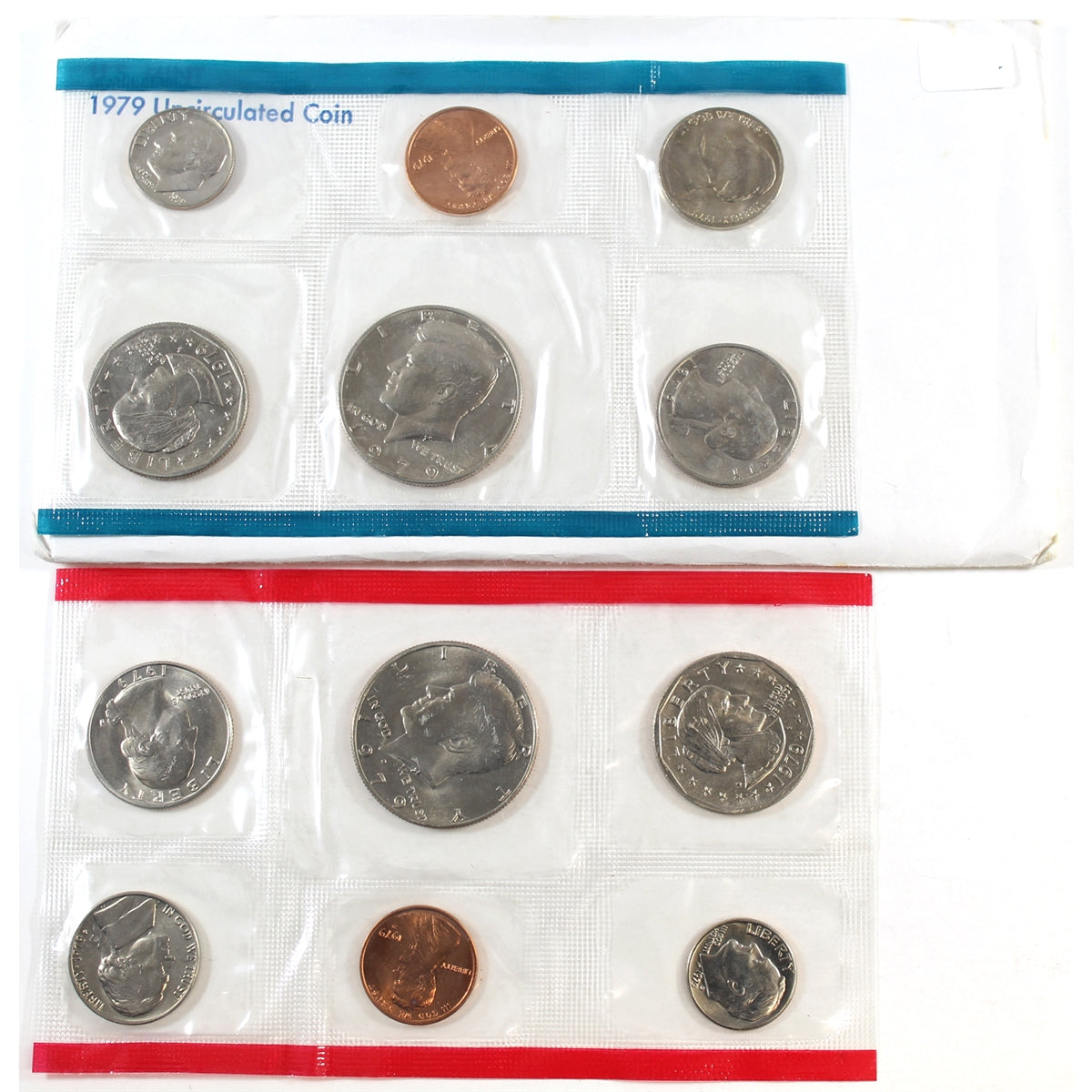 1979 USA P&D Mint Set (Lightly toned, cents may be toned, light wear on envelope)