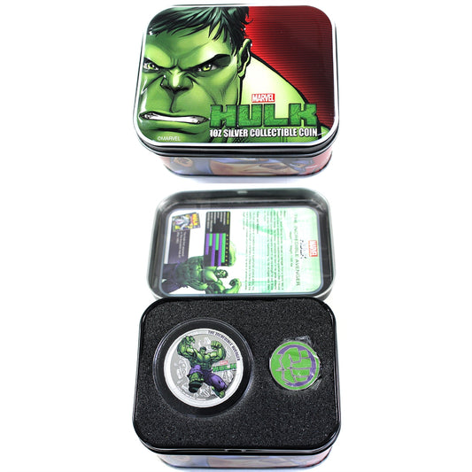 2014 Nuie $2 Hulk: The Incredible Avenger .999 Silver w/ Pin in Tin (No Tax) Impaired