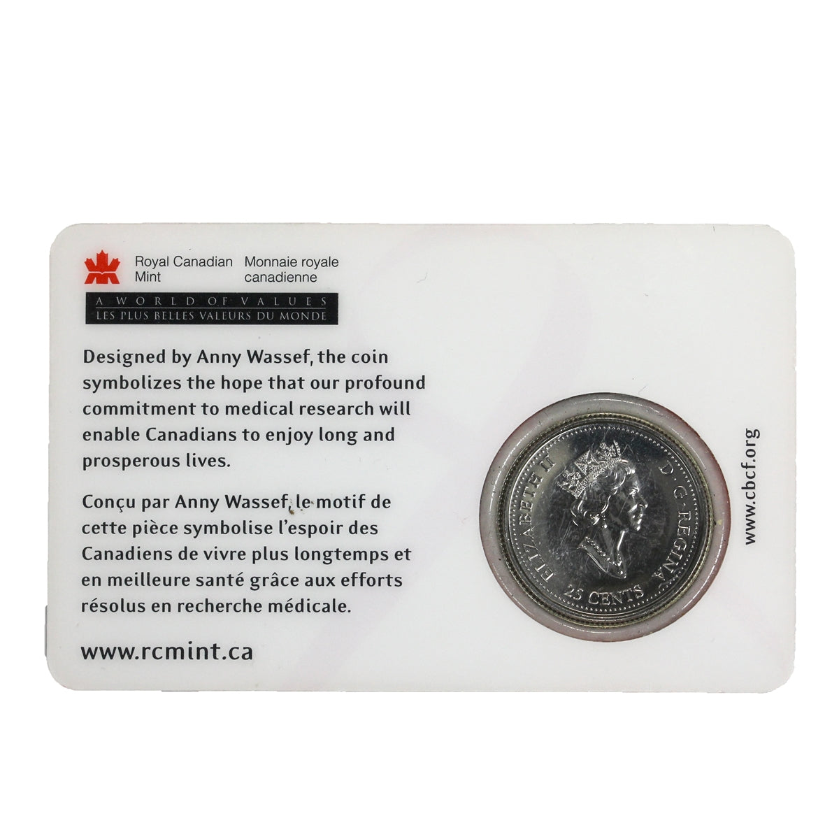 2000 Health Canada 25-cents in CIBC Run for the Cure Card