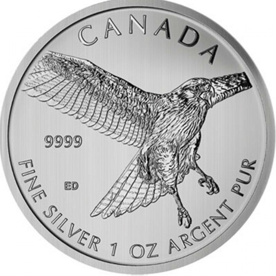 SALE! 2015 Canada $5 Birds of Prey: Red-Tailed Hawk 1oz Silver (No Tax) Light toning