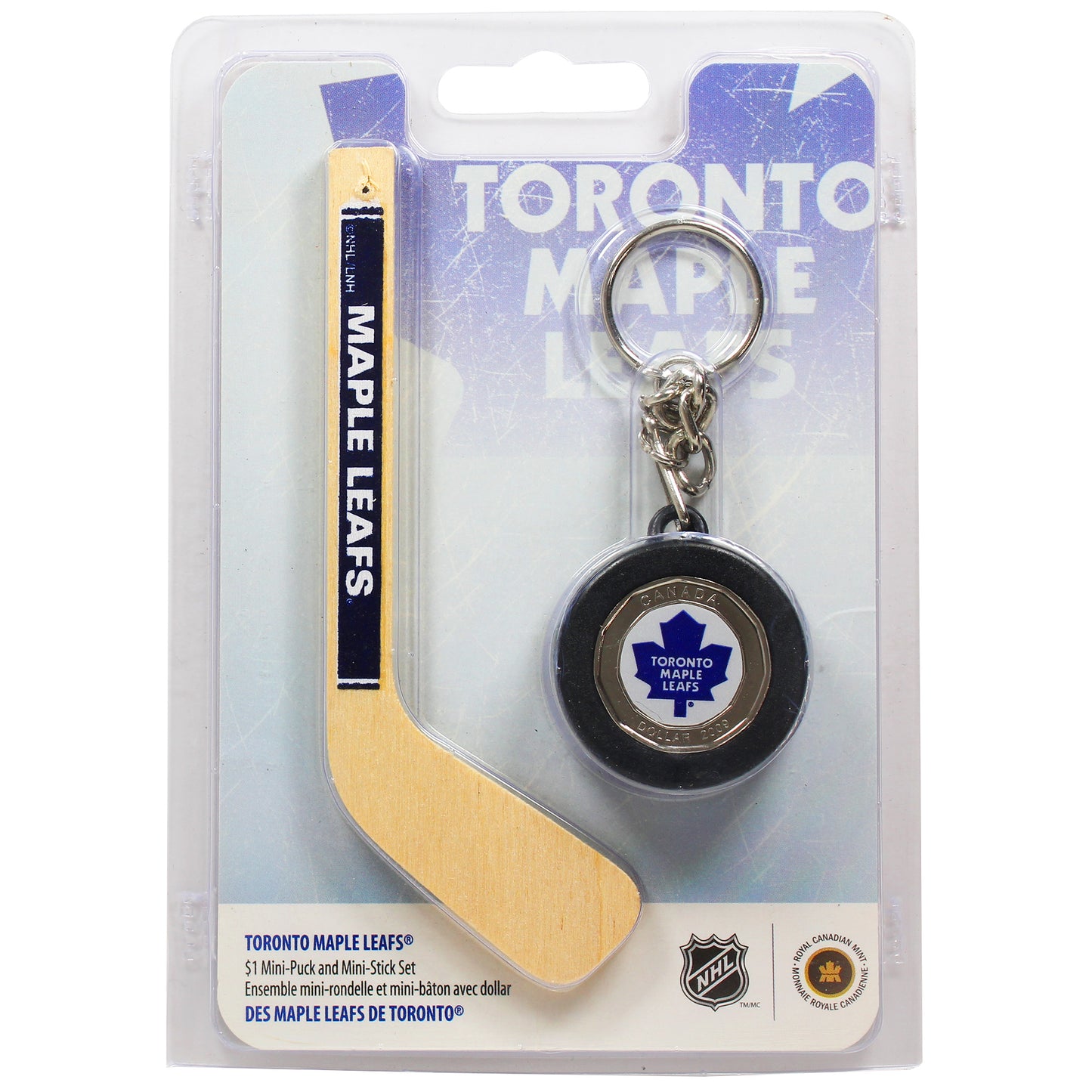 2009 Canada $1 Toronto Maple Leafs Mini Puck Keychain & Hockey Stick