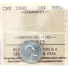 1960 Canada 10-cents ICCS Certified MS-65