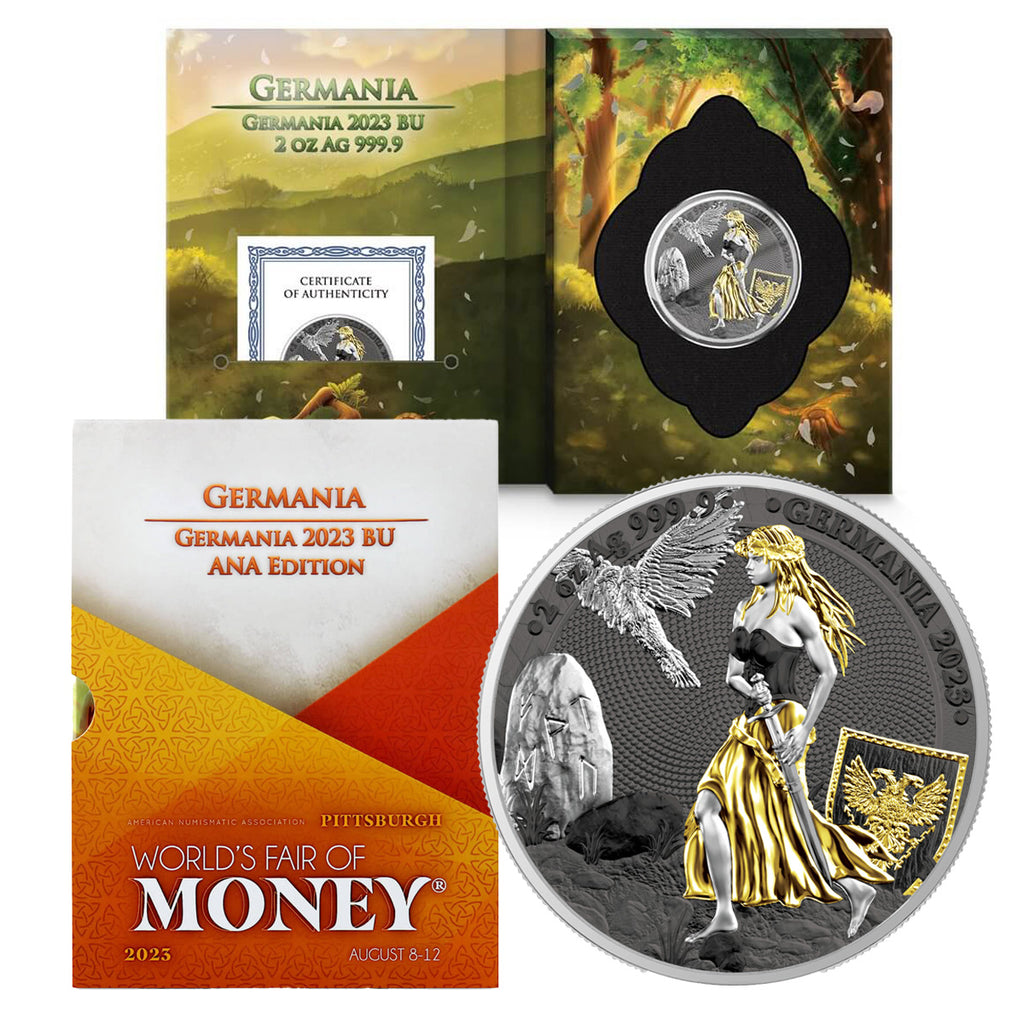 2023 Germania 2oz World's Fair of Money ANA Fine Silver Coin in Booklet (No Tax)