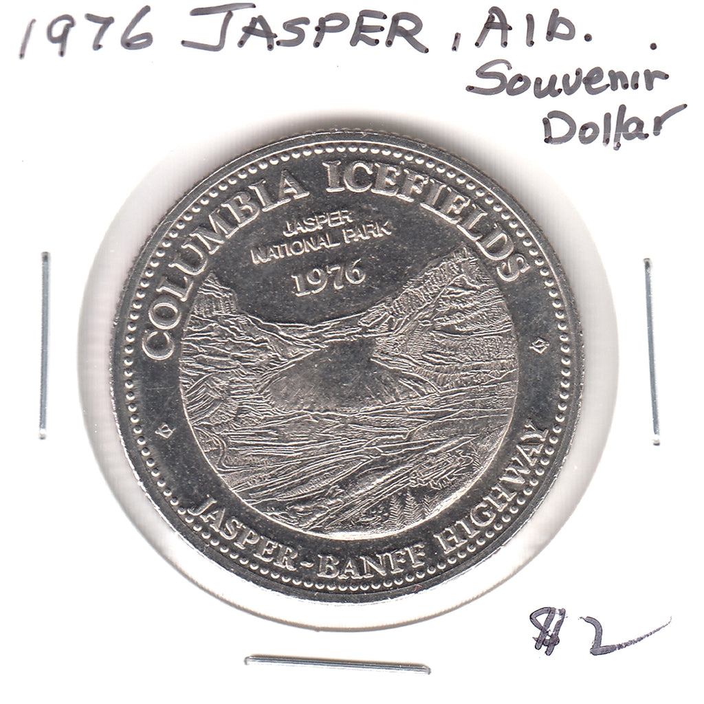 1976 Jasper, Alberta, Souvenir Dollar: Columbia Icefields