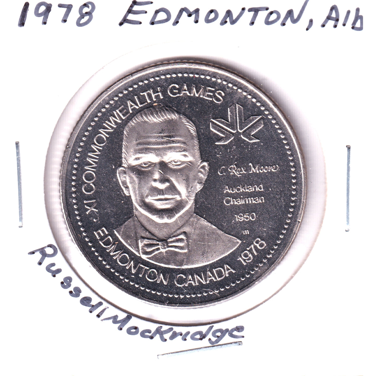 1978 XI Commonwealth Games, Edmonton, Medallion: Russell Mockridge & C. Rex Moore