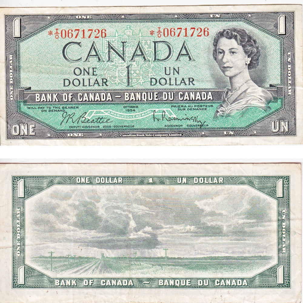 BC-37bA 1954 Canada $1 Beattie-Rasminsky, *I/O, VF