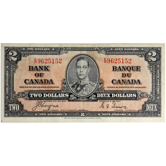 BC-22c 1937 Canada $2 Coyne-Towers, E/R, VF