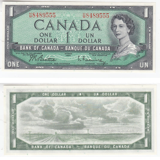 BC-37b-i 1954 Canada $1 Beattie-Rasminsky, H/M, CUNC