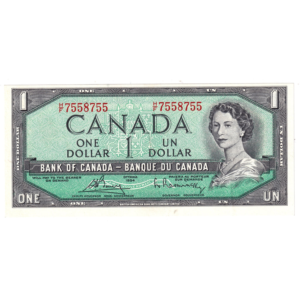 BC-37c 1954 Canada $1 Bouey-Rasminsky, H/F, UNC