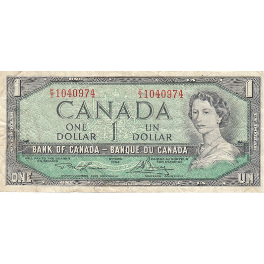 BC-37d 1954 Canada $1 Lawson-Bouey, E/I, VF