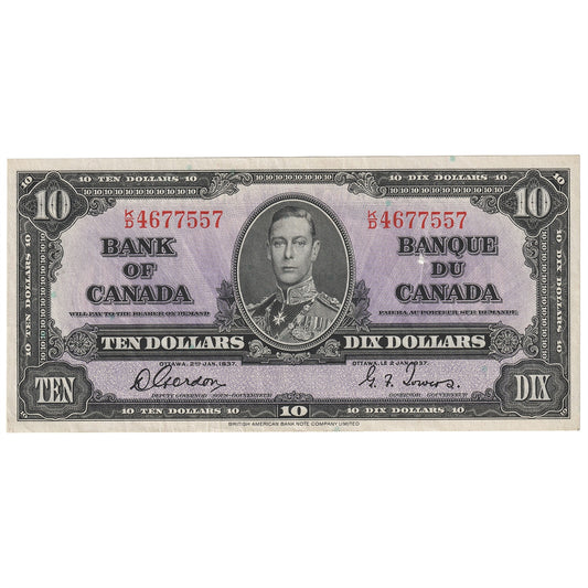 BC-24b 1937 Canada $10 Gordon-Towers, K/D, AU