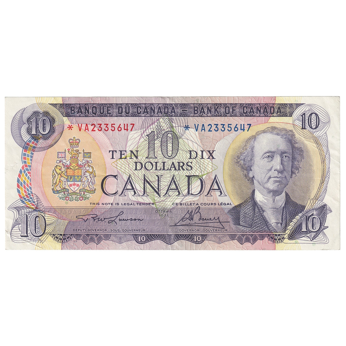 BC-49cA 1971 Canada $10 Lawson-Bouey, *VA, VF