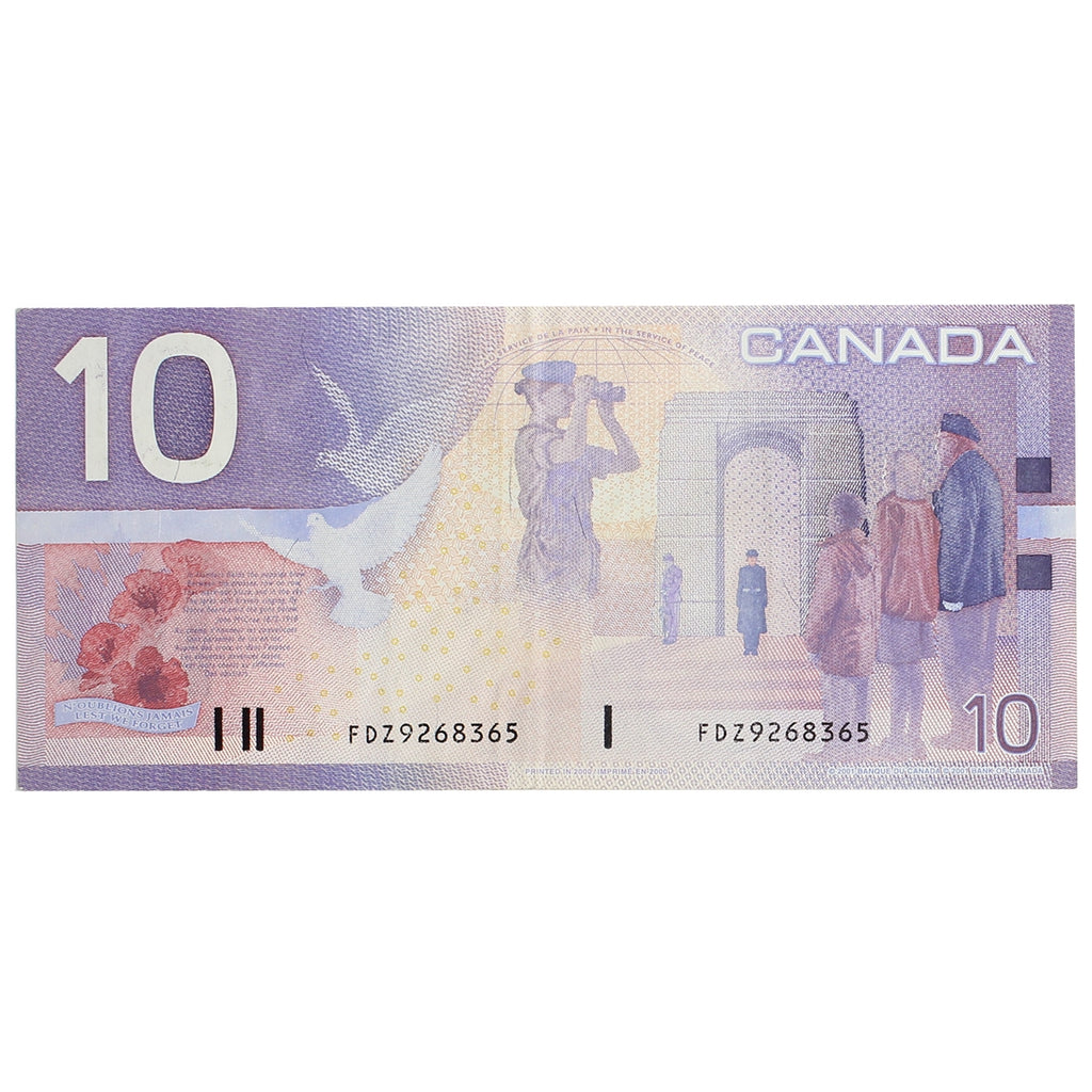 BC-63aA 2000 Canada $10 Knight-Thiessen, FDZ (9.000-9.600), VF