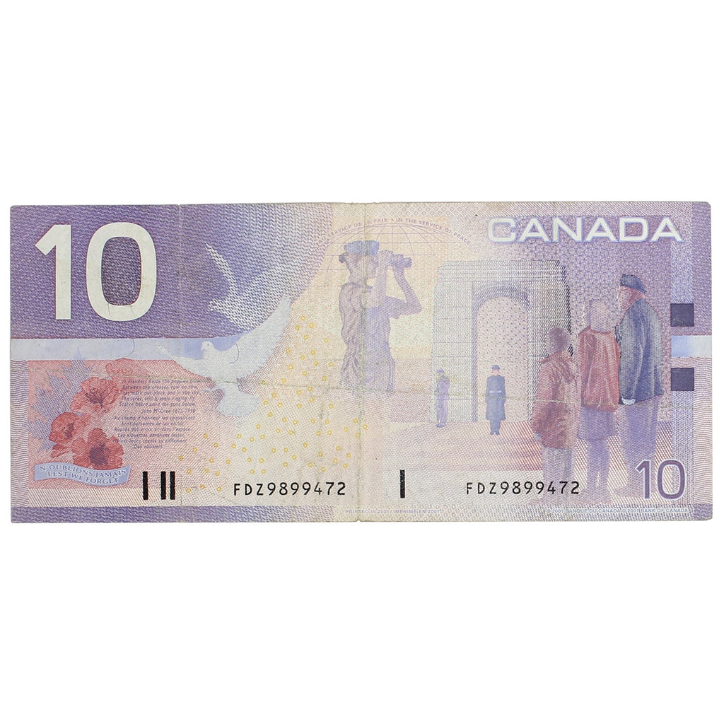 BC-63b 2001 Canada $10 Knight-Dodge, FDZ, CIRC