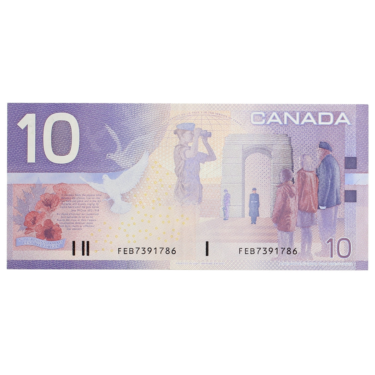 BC-63b 2001 Canada $10 Knight-Dodge, Missing Circle, FEB, EF