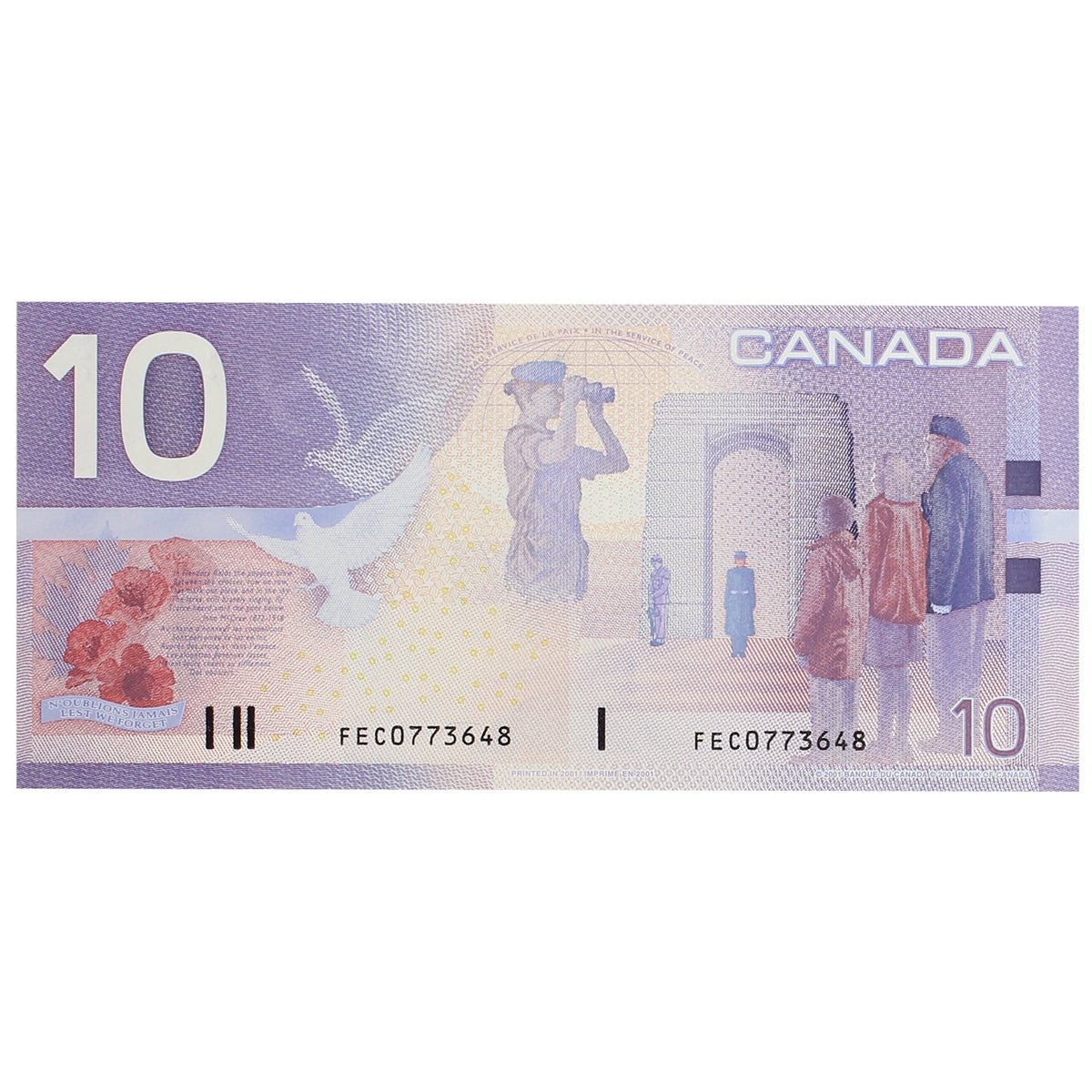 BC-63b 2001 Canada $10 Knight-Dodge, Missing Circle, FEC, UNC