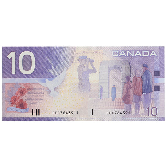 BC-63b 2001 Canada $10 Knight-Dodge, Missing Circle, FEC, AU-UNC