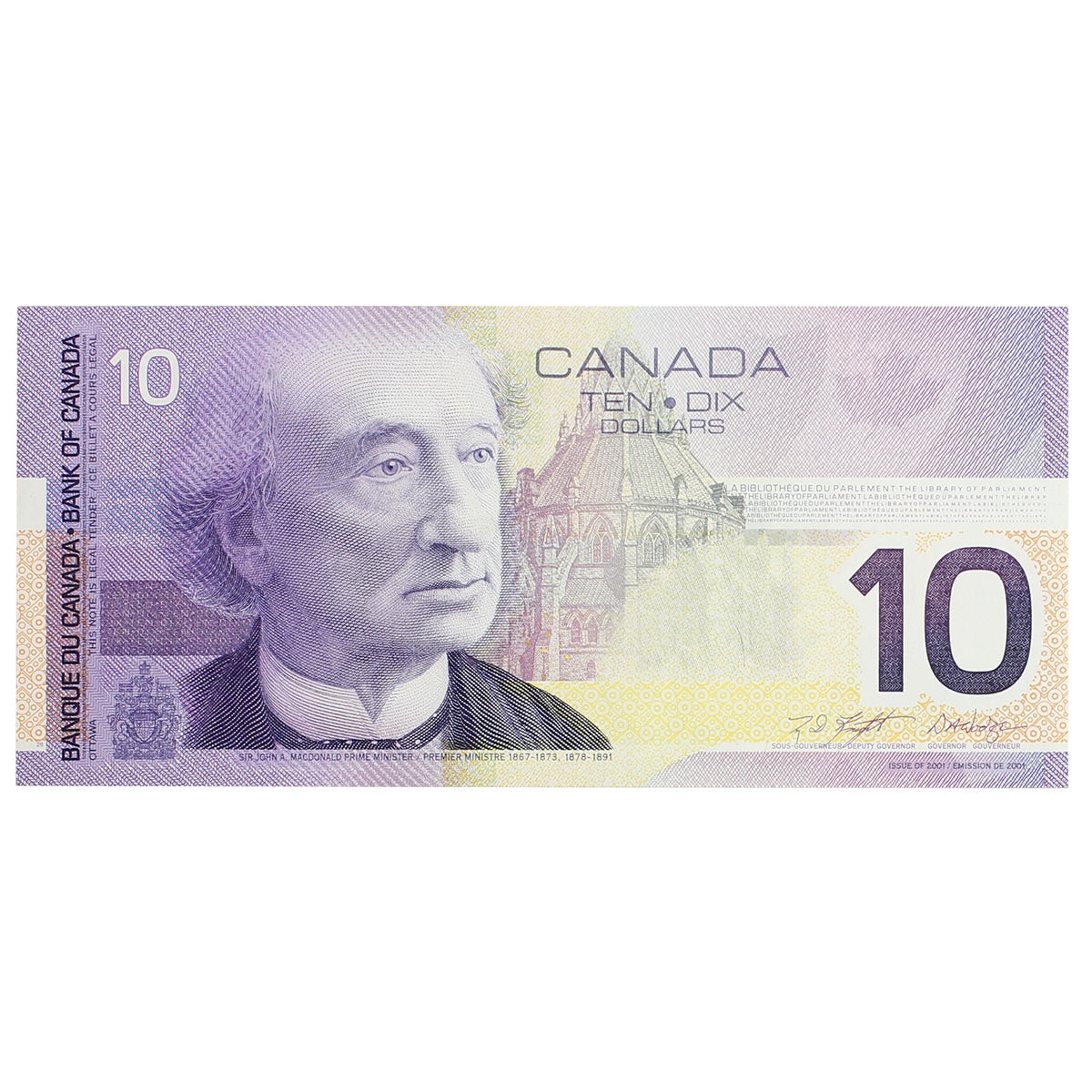 BC-63b 2001 Canada $10 Knight-Dodge, FEB, CIRC