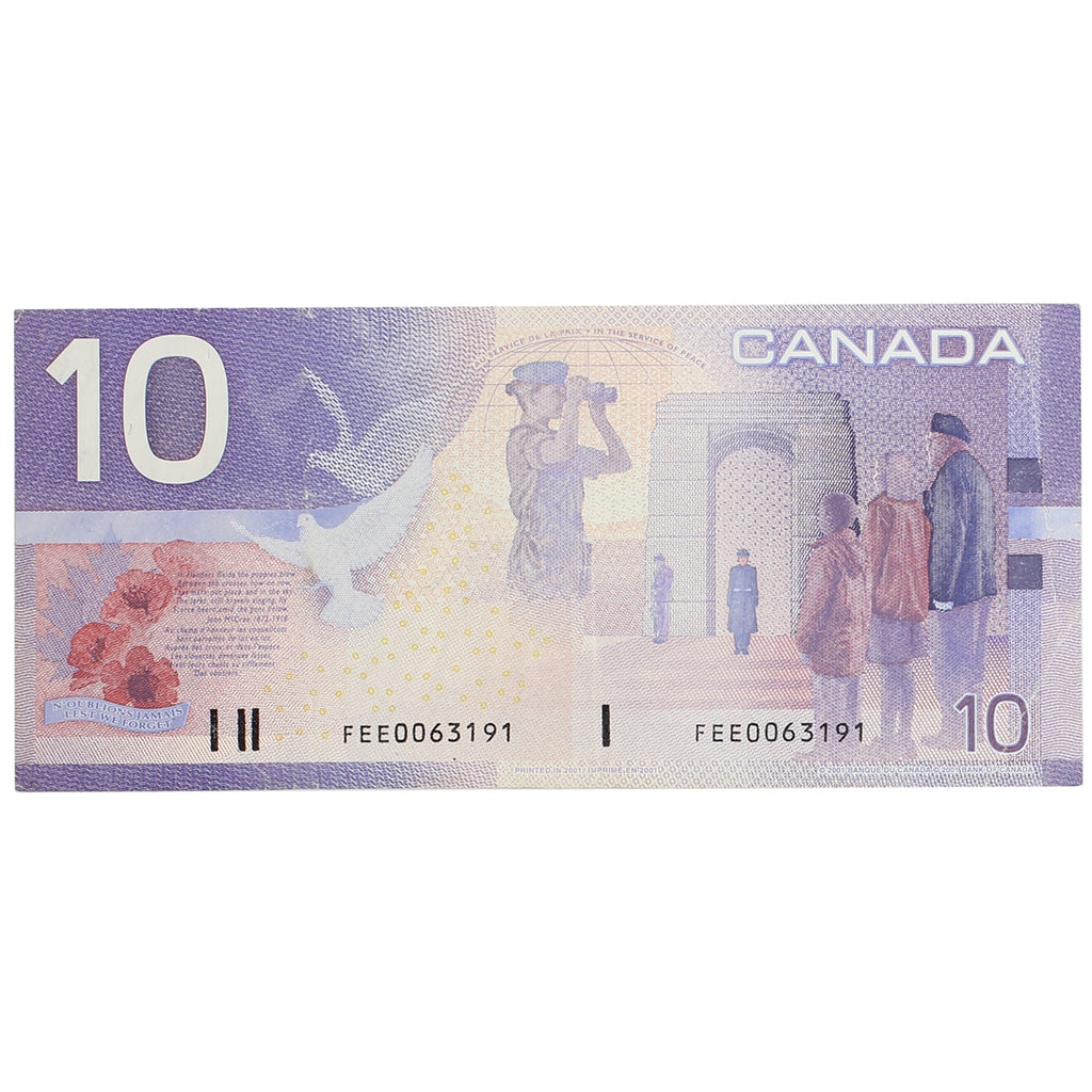 BC-63b 2001 Canada $10 Knight-Dodge, FEE, VF