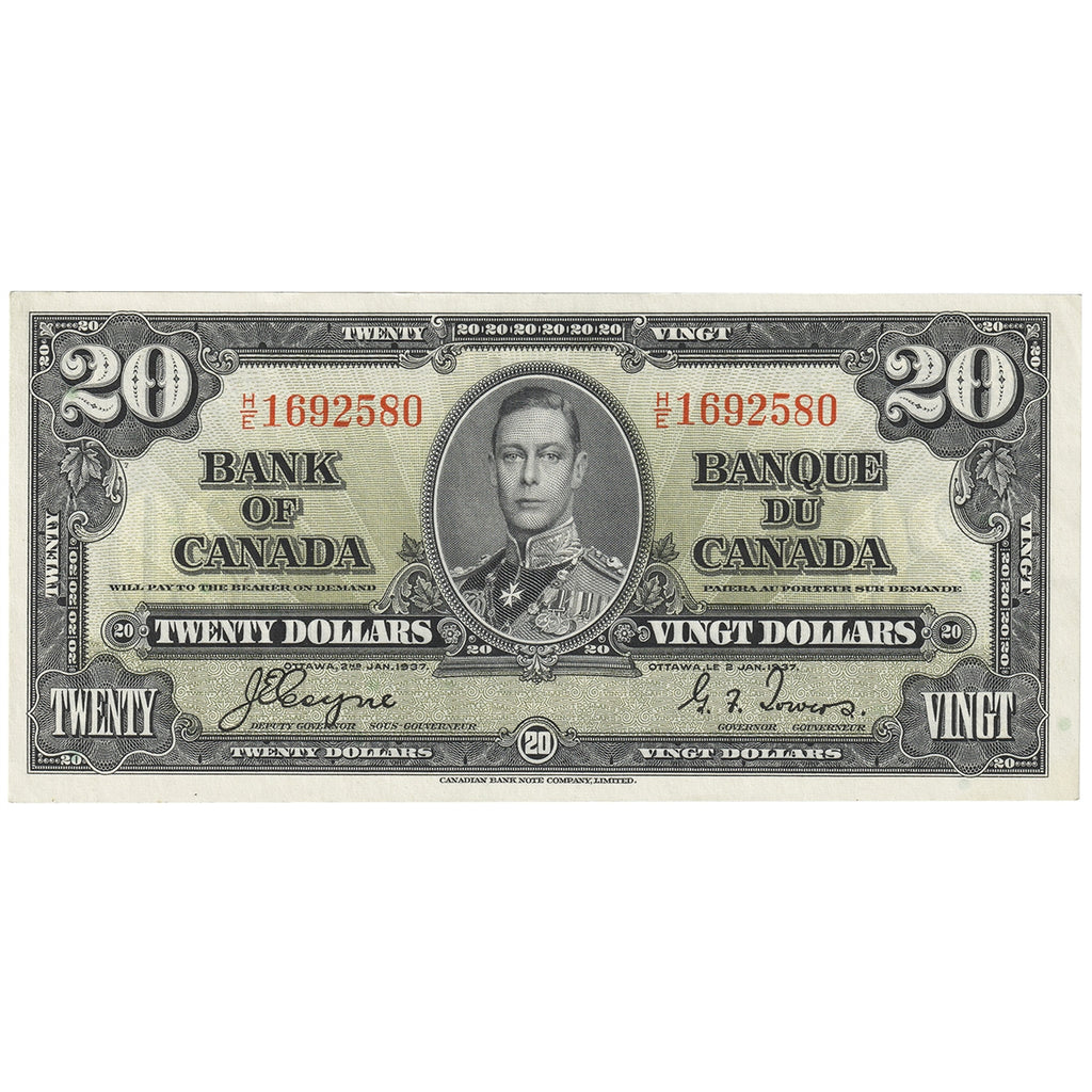 BC-25c 1937 Canada $20 Coyne-Towers, H/E, AU-UNC