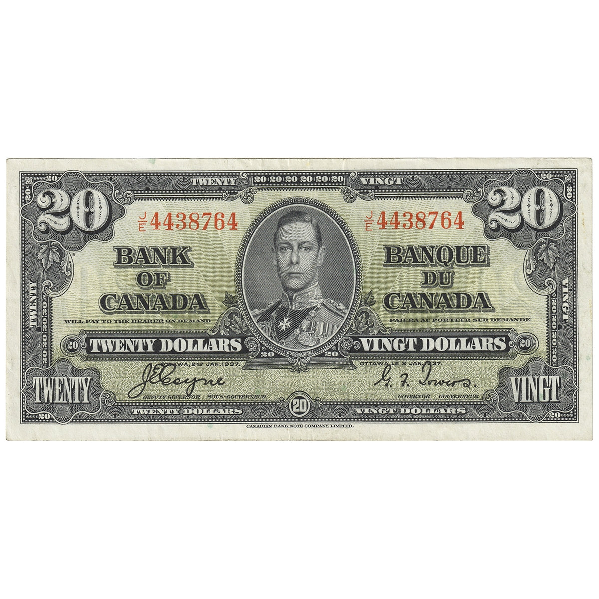 BC-25c 1937 Canada $20 Coyne-Towers, J/E, EF