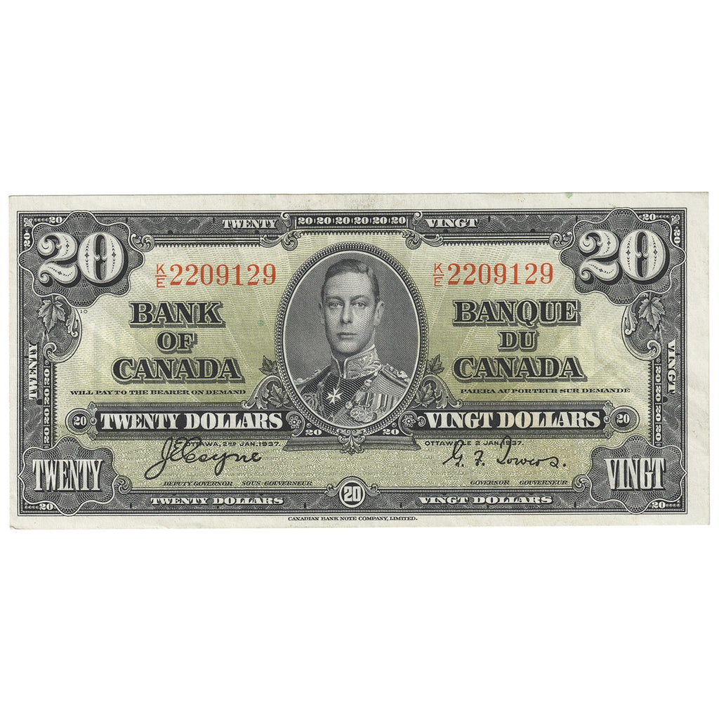 BC-25c 1937 Canada $20 Coyne-Towers, K/E, AU-UNC