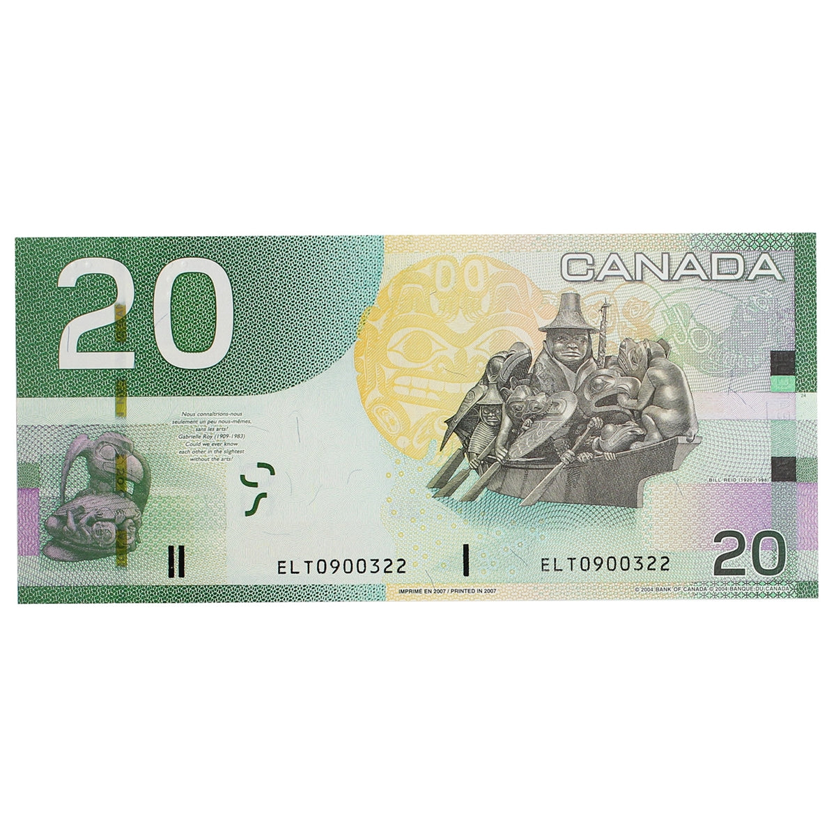 BC-64a-i 2007 Canada $20 Jenkins-Dodge, ELT, CUNC