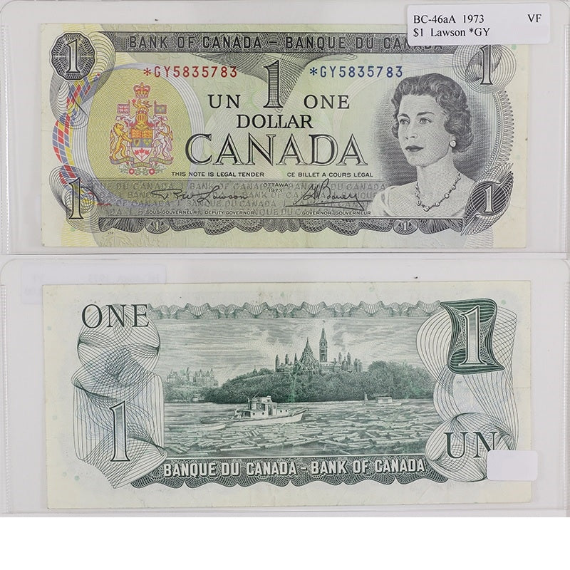 BC-46aA 1973 Canada $1 Lawson-Bouey, *GY, VF