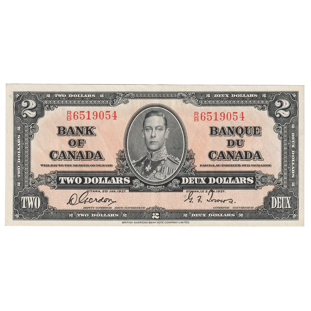 BC-22b 1937 Canada $2 Gordon-Towers, R/B, AU