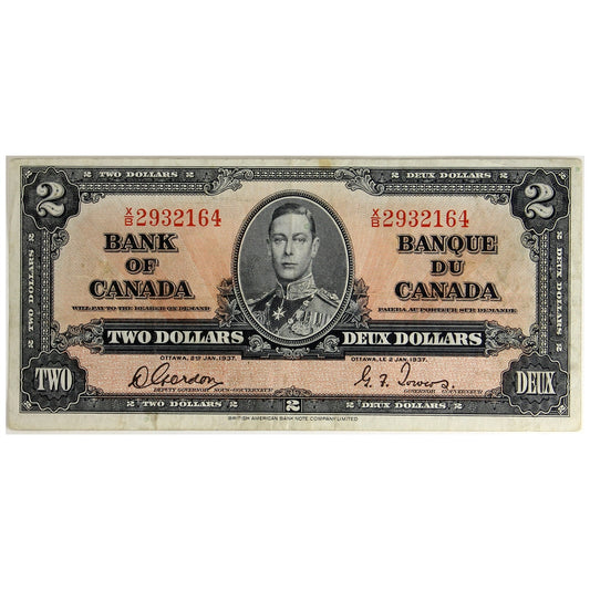 BC-22b 1937 Canada $2 Gordon-Towers, X/B, VF