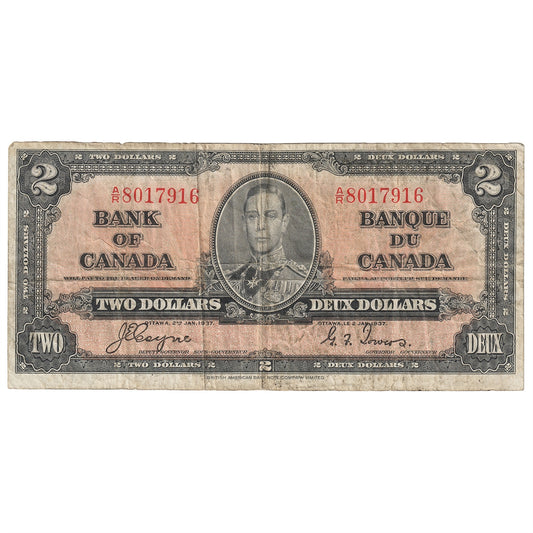 BC-22c 1937 Canada $2 Coyne-Towers, A/R, F-VF