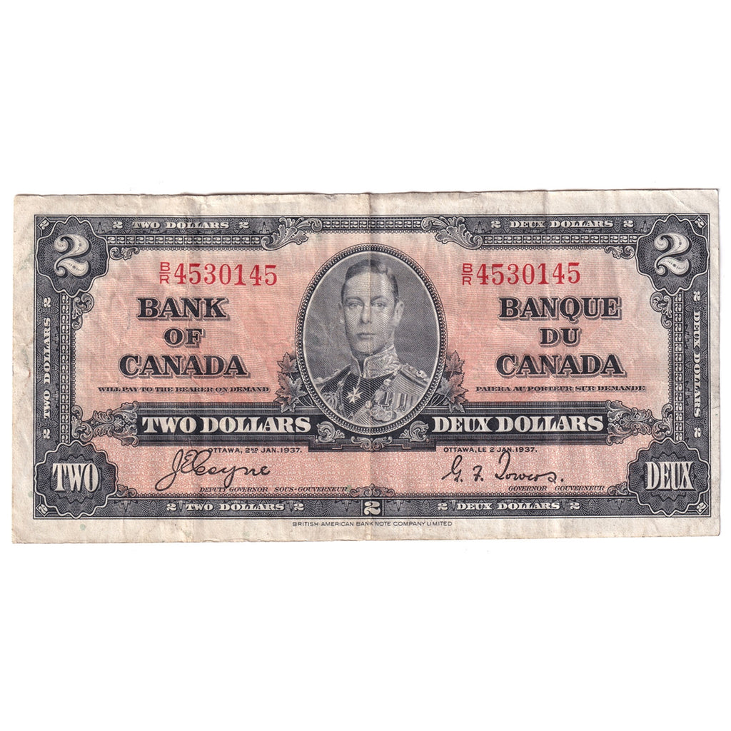 BC-22c 1937 Canada $2 Coyne-Towers, B/R, VF