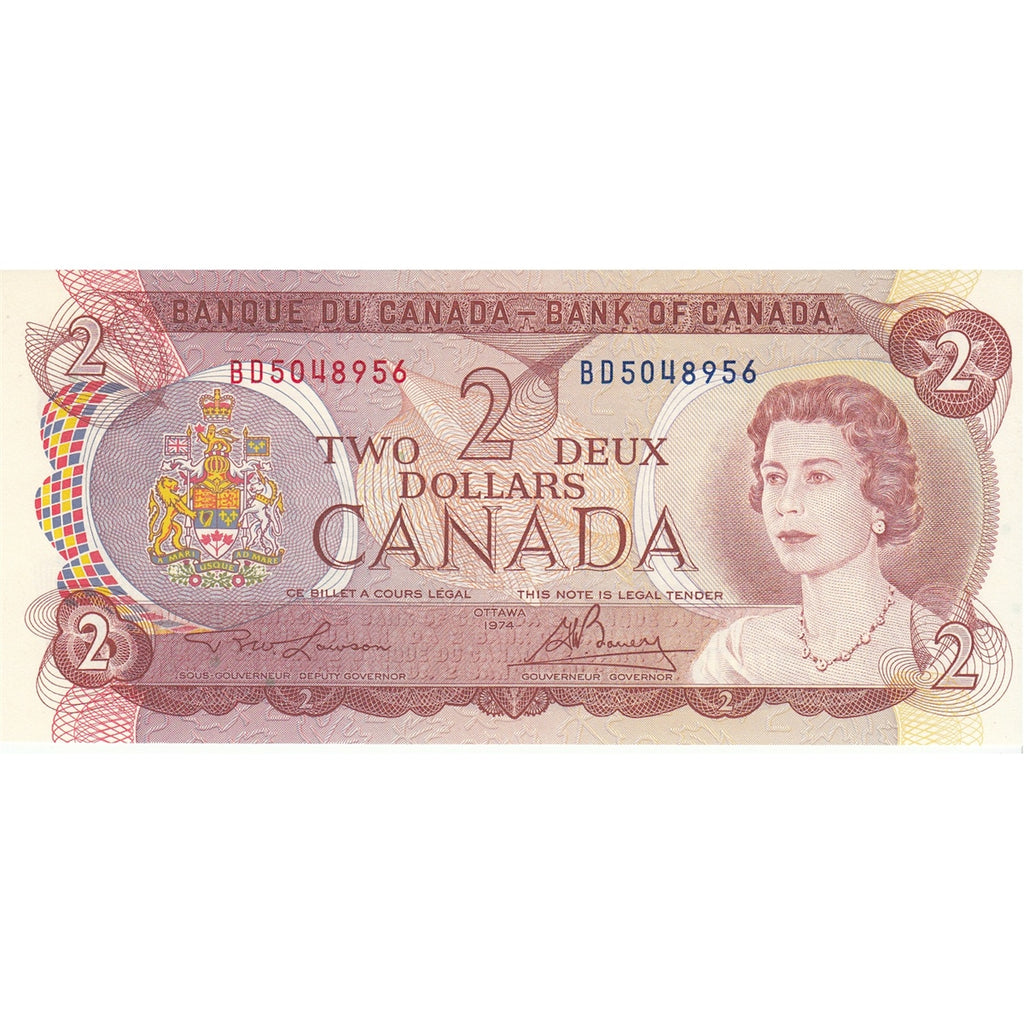 BC-47a 1974 Canada $2 Lawson-Bouey, BD, CUNC