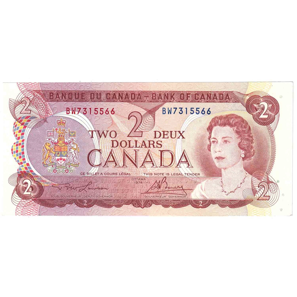 BC-47a 1974 Canada $2 Lawson-Bouey, BW, AU