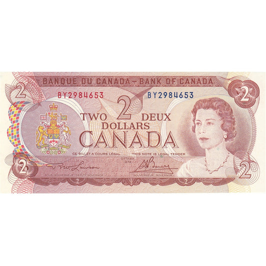 BC-47a 1974 Canada $2 Lawson-Bouey, BY, CUNC