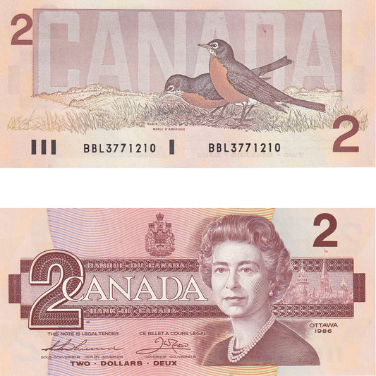 BC-55b 1986 Canada $2 Thiessen-Crow, BBL, CUNC